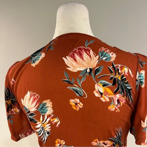 Lulu's burnt Orange wrap Sundress with short Sleeves size small - Picture 9 of 14